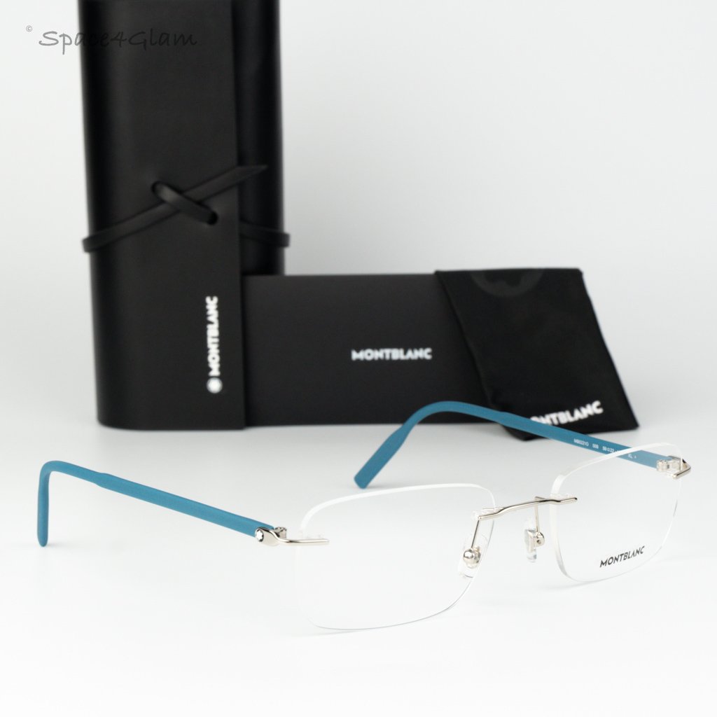Montblanc Women Eyeglasses Silver Blue Demo Rectangle Mb0221o 009 New Authentic